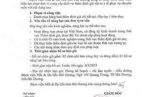 THƯ MỜI BÁO GIÁ THẨM ĐỊNH