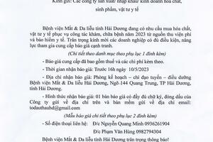 THƯ MỜI BÁO GIÁ VẬT TƯ Y TẾ MẮT