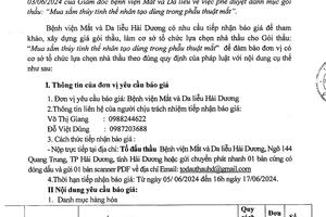 MỜI CHÀO GIÁ THUỶ TINH THỂ NHÂN TẠO DÙNG TRONG PHẪU THUẬT MẮT