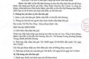 THƯ MỜI BÁO GIÁ