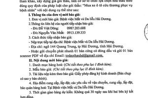 THƯ MỜI CHÀO GIÁ XE Ô TÔ CỨU THƯƠNG
