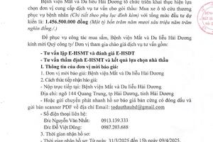 THƯ MỜI BÁO GIÁ DỊCH VỤ TƯ VẤN