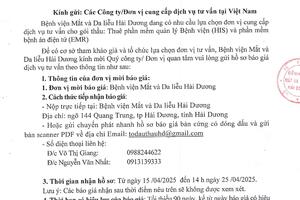 THƯ MỜI BÁO GIÁ DỊCH VỤ TƯ VẤN