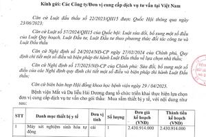 THƯ MỜI BÁO GIÁ DỊCH VỤ TƯ VẤN