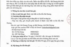 THƯ MỜI BÁO GIÁ DỊCH VỤ THẨM ĐỊNH GIÁ