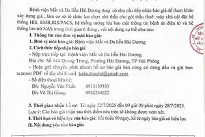 THƯ MỜI BÁO GIÁ CHO THUÊ: MÁY CHỦ CÀI ĐẶT HỆ THỐNG HIS,EMR,RIS/PACS, HỆ THỐNG TƯỜNG LỬA BẢO MẬT THÔNG TIN BỆNH ÁN ĐIỆN TỬ VÀ HỆ THỐNG LƯU TRỮ NAS