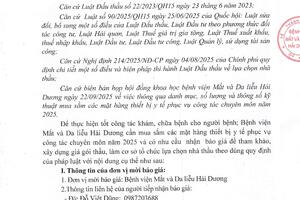 THƯ MỜI CHÀO GIÁ CÁC MẶT HÀNG THIẾT BỊ Y TẾ PHỤC VỤ CÔNG TÁC CHUYÊN MÔN NĂM 2025