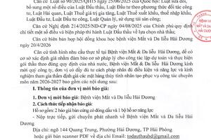 THƯ MỜI BÁO GIÁ THẨM ĐỊNH GIÁ