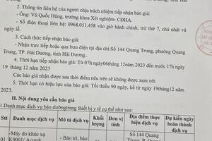 YÊU CẦU BÁO GIÁ