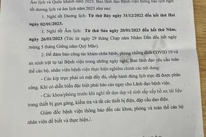 THÔNG BÁO LỊCH NGHỈ TẾT NĂM 2023
