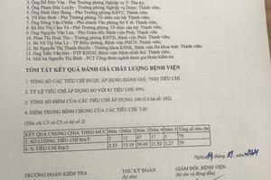KẾT QUẢ KIỂM TRA ĐÁNH GIÁ CHẤT LƯỢNG BỆNH VIỆN CUỐI NĂM